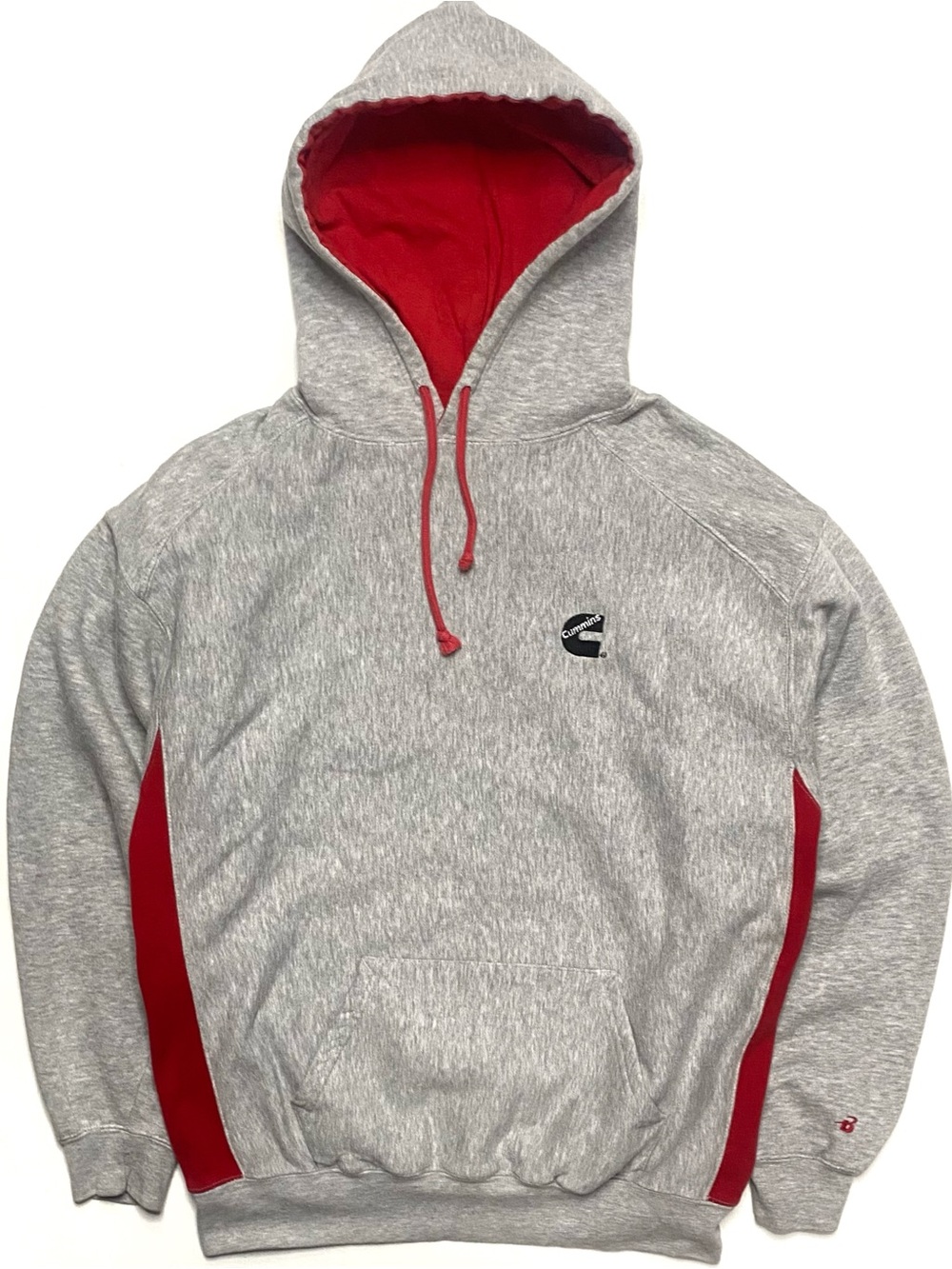 Vintage Cummins Diesel Men’s Gray Red Embroidered Spell Out Hoodie Sweatshirt XL